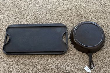 CAST IRON GRIDDLE and SKILLET (NICE)