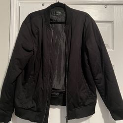 Zara Man Black Bomber Jacket Size XL