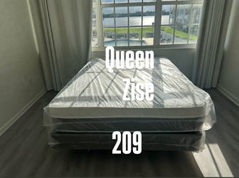 New Queen Pillowtop Mattress And Box Spring Set
