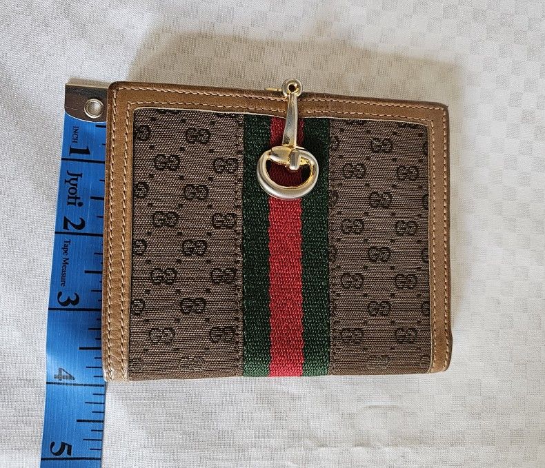 Authentic Gucci Brown Metallic Gold Designer Bifold Wallet (LIMITED EDITION)