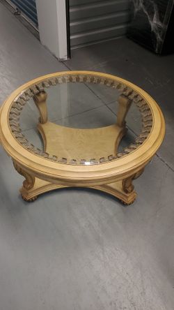 Kimberly Antique White Glass Top Coffee Table 40" - Can Deliver 