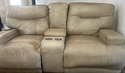 Leather beige couches