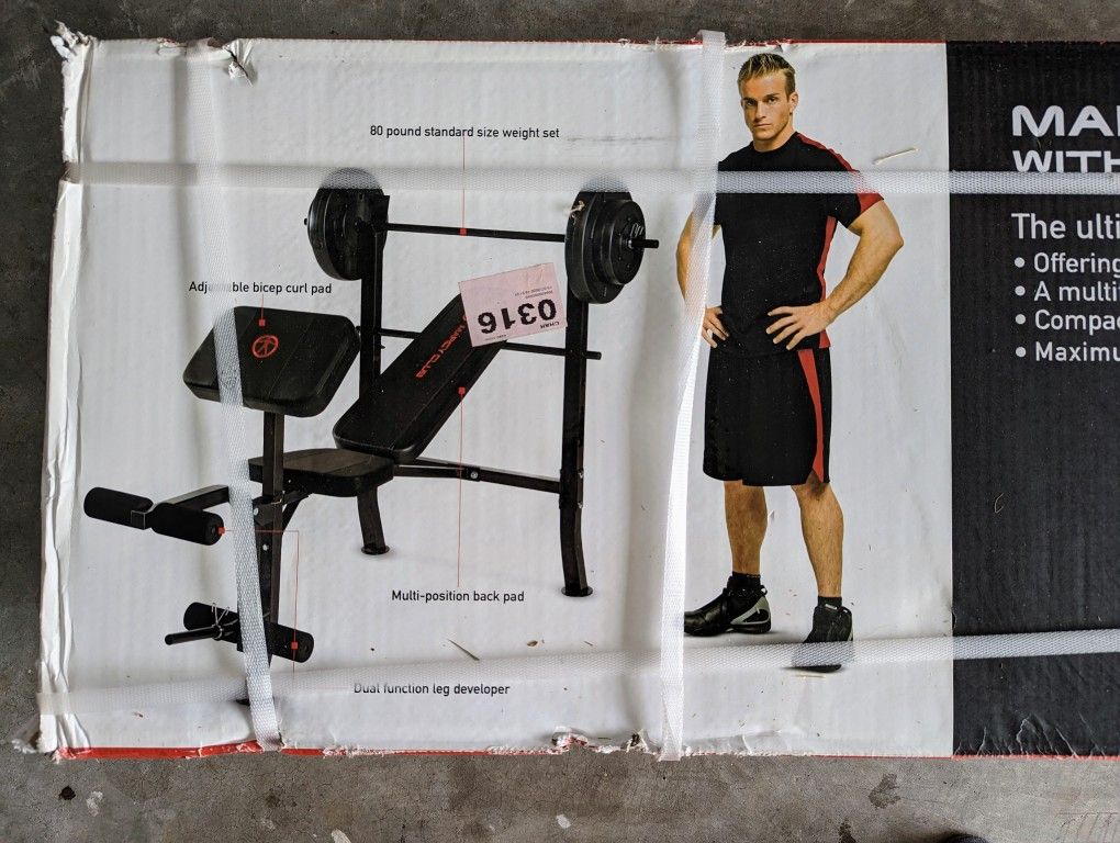 Brand new Weight Bench with 80 pound weight set