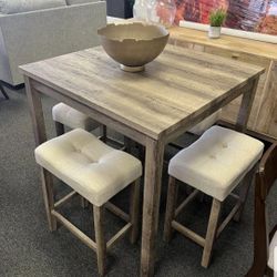 Counter Height Stool Set With Table Solid Wooden
