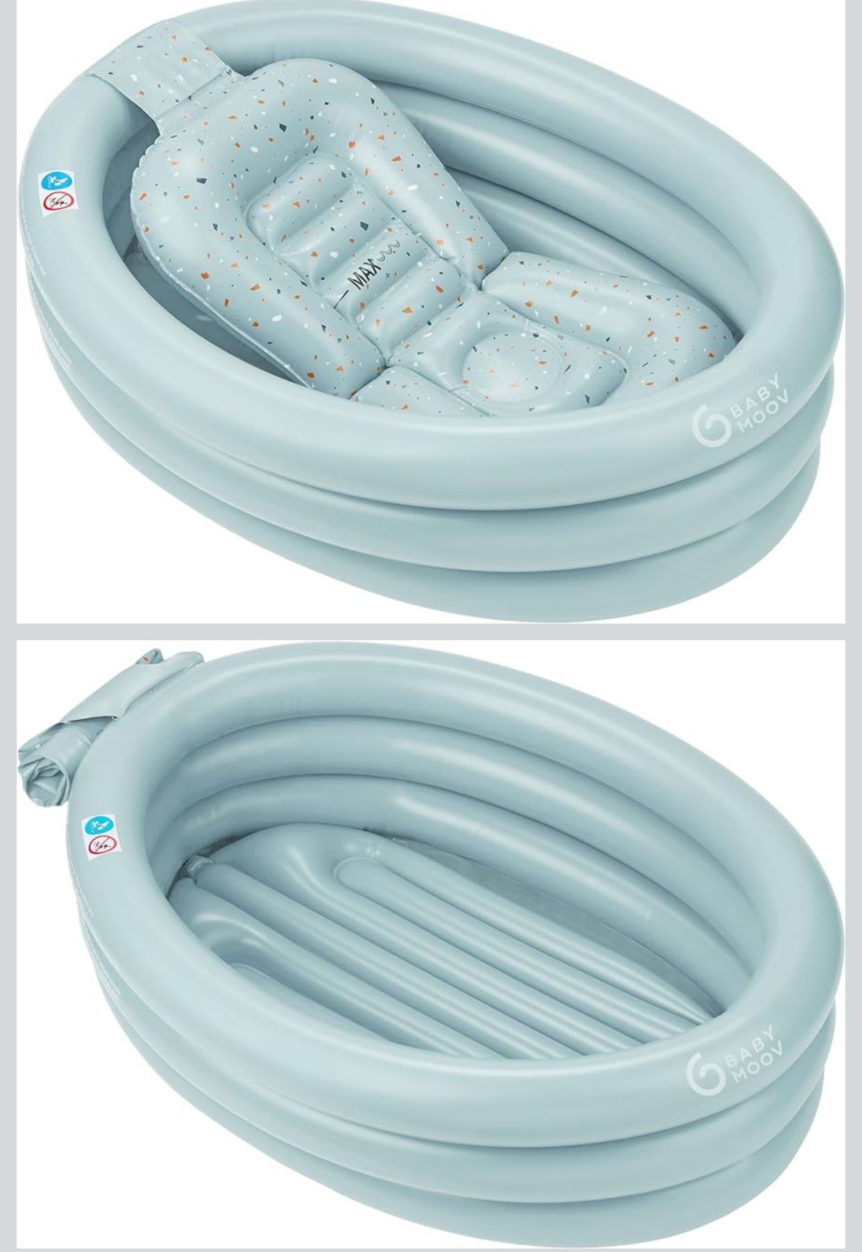 Inflatable Bathtub & Pool - Safe, Portable & Grows with Baby (from 0+ Newborn Insert Included)