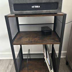 Record Player Stand 3-Tier – Vinyl Storage End Table Rustic Brown