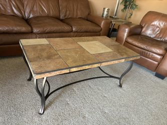 Stone Top Tea Table+ 2 Side Table + 2 Lights