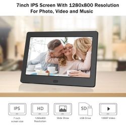 Digital Photo Frame with IPS Screen - Digital Picture Frame with 1080P Video, Music, Photo, Auto Rotate, Slide Show, Remote Control, Calendar, Time,12