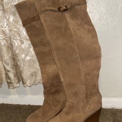 Tan Suede Wedge Boots