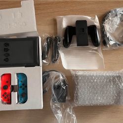 Nintendo Switch with Neon Blue and Neon Red Joy-Con