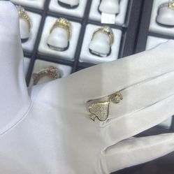 Gold ace of spades pendant with diamonds 10K Gold