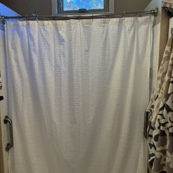 White Sear Sucker Shower Curtain