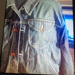 MARC ECKO JACKET TRUCKER BIKE BLUE DENIM DARK WASH BUTTON FRONT MENS  XL