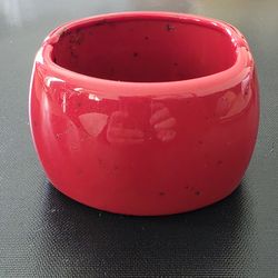 VTG Hot Red Speckled Black Magnetic Clamper Extra Wide Chunky Statement Bracelet