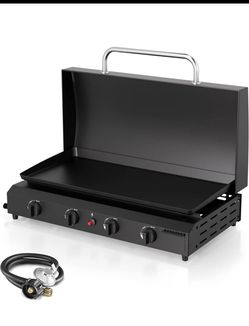 4-Burner Propane Flat Top Griddle with Lid