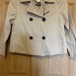 Forever 21 Girls Size 7/8 Khaki Short Waist Length Trench Coat 