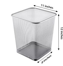 Silver Square Metal Trash Cans.