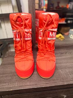 Moon Boot Nylon Snow Boots Orange-Red