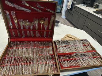 Vintage brass plated silverware set (147 piece)