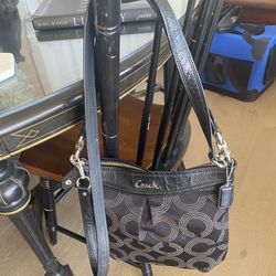 Coach, Crossbody Leather And Canvas Bag