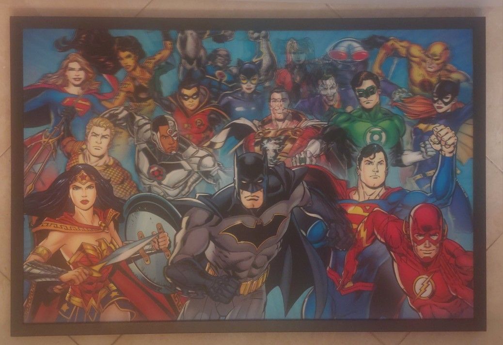 New 20x32  Framed DC Super Heroes Lenticular Poster - Justice League - Legion of Doom - Sturdy Piece