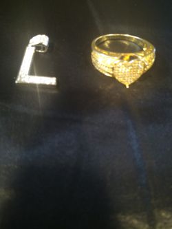 Diamond heart ring l shaped charm