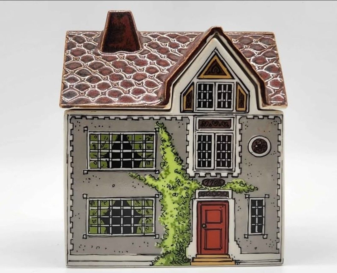 ENESCO Ceramic House Canister Jar Made In Japan 1979