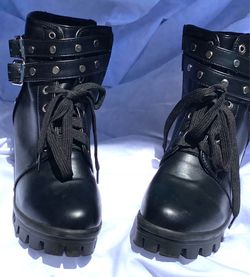 Black Studded Buckle Platform Punk or Gothic Combat Boots