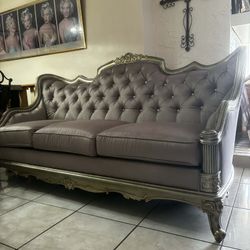 Faux Silk Sofa 83”L floor to seat 21” floor to back 45”H