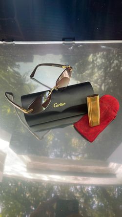 Cartier gold plated Rimless Sunglasses with Case