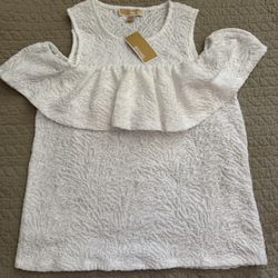 NWT New $98 Michael Kors White Off Shoulder Shirt Top Size S Small