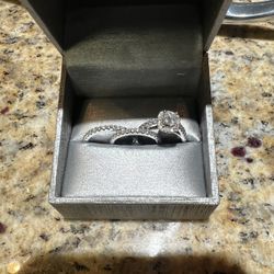 Diamond Wedding Set w/ Two Bands