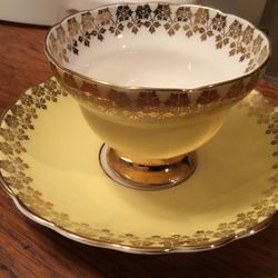 ENGLISH ROSINA BONE CHINA YELLOW UP AND SAUCER 