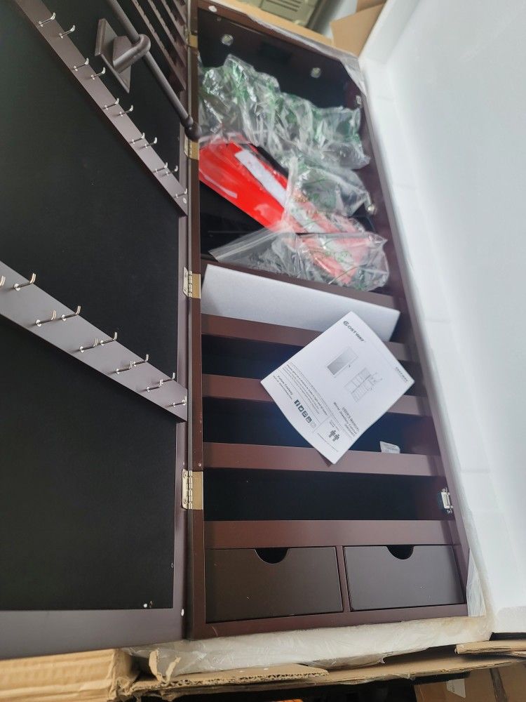 Mirror Jewelry Cabinet, Wall Door Mounted Jewelry Storage Organizer
