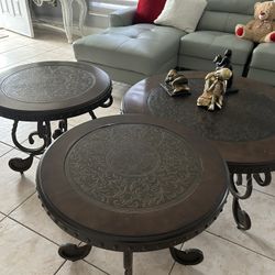 Elegant Spanish Style 3-Piece Table Set (Coffee & End Tables)