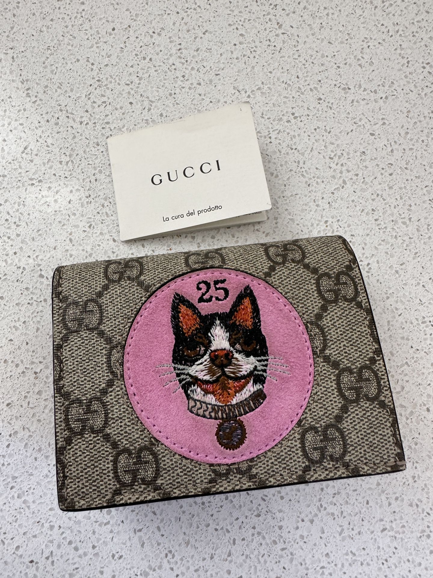 NIB Gucci GG Supreme Card Case Wallet with Bosco Patch Made in Italy