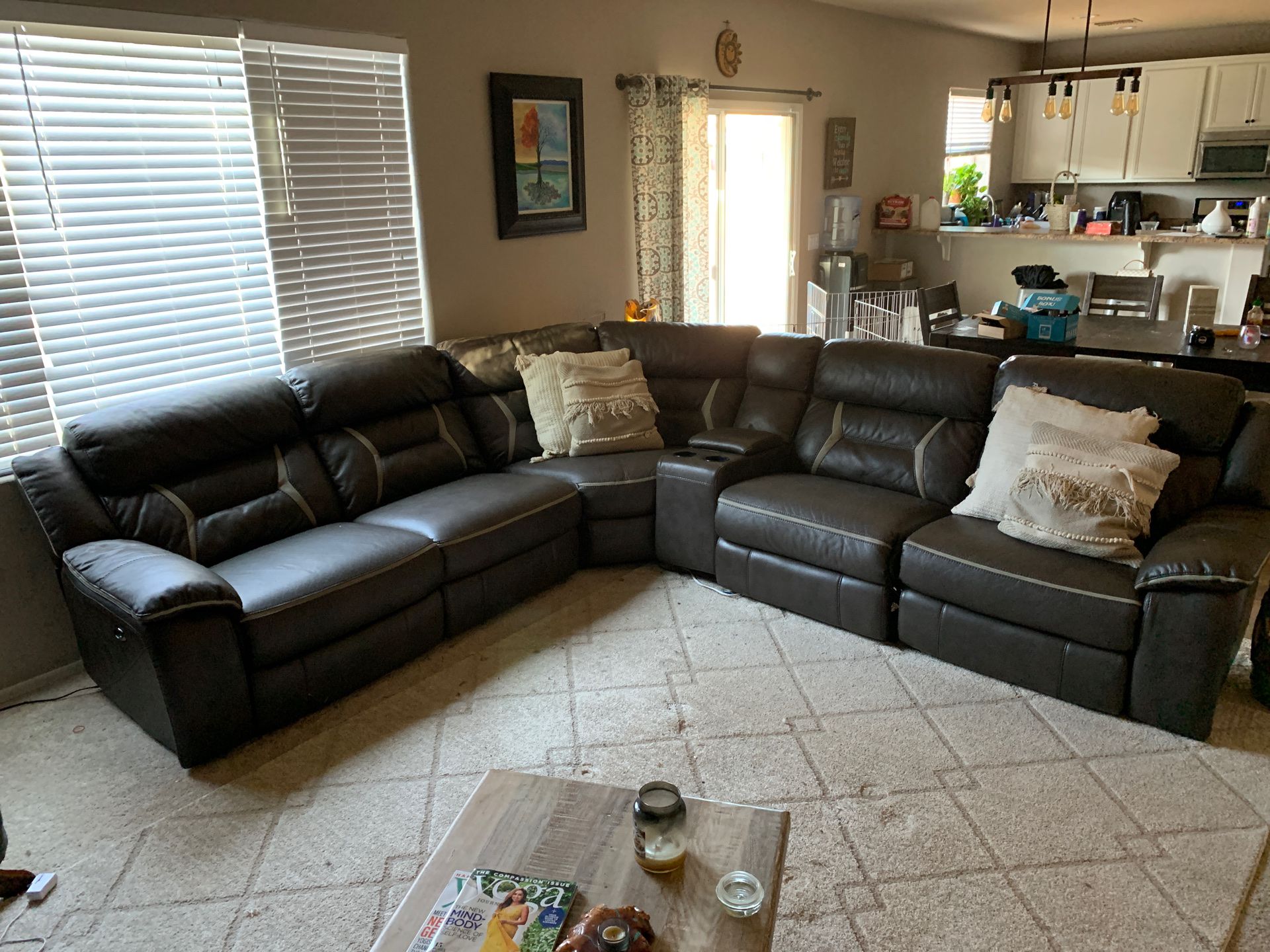 Vegan Leather sectional couch w/ recliners