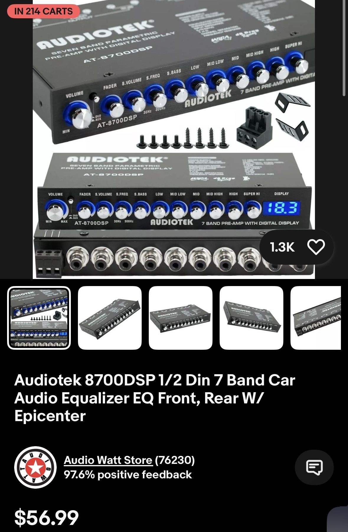 AudioTek 1/2 DIN Band Car Audio Equalizer