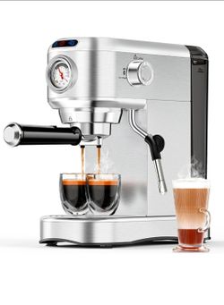 Stainless Steel Espresso Machine with milk frother