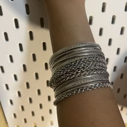 Bangle bracelet set (Silver) 