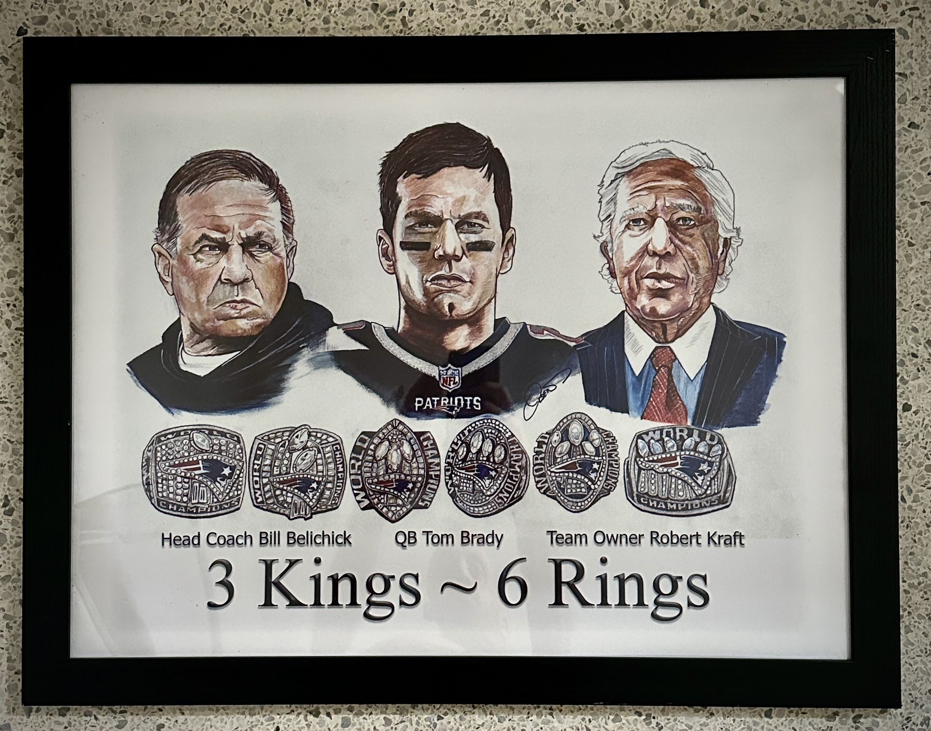 Framed NE Patriots Art: Brady, Kraft, Belichik