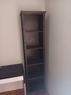 Tall Dark Brown Wood Bookcase