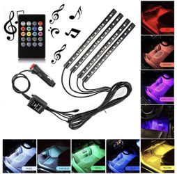 4pcs 48 LED DC 12V Multicolor Music Car Interior Light LED Under Dash Lighting Kit with Sound Active Function