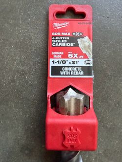 Milwaukee SDS Max Solid Carbide Drill Bit 1-1/8" x 21"