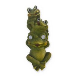 Solar Stacked Frog Family Statue – 3 Frogs, Fully Assembled