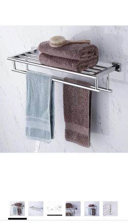 Bathroom 23.3 Inches Bath Towel Rack with Double Towel Bar, Wall Mount, Chrome  FinishA2112S60-2

