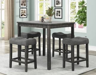 5PC COUNTER HEIGHT DINING SET IN DARK GREY