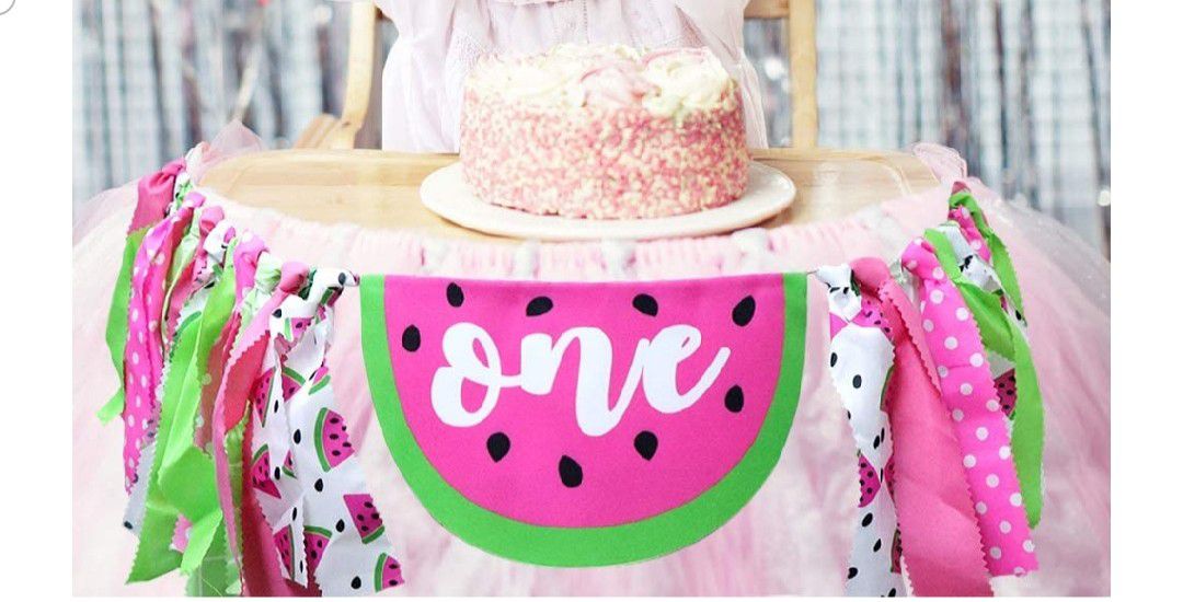 One in a melon birthday banner