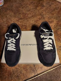 EMPORIO ARMANI LOGO MENS TRAINERS (BLACK)SIZE 7