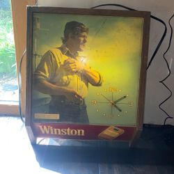 Vintage 1980’s Winston Cigarette Electric Wall Sign - Clock Works & Lights Up - $150 OBO (Dust Included)